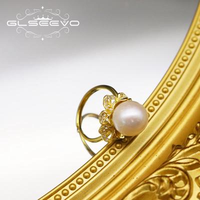 China BOHEMIA Flower Zircon Adjustable Finger Ring For Girls Jewelry 925 Sterling Silver Opening Pearl Rings for sale