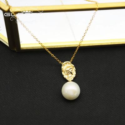 China CLASSIC 925 Sterling Silver Jewelry Personality Portrait Face Pendant Necklace Natural Freshwater Pearl Necklace Woman for sale