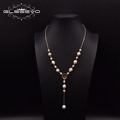 China CLASSIC Natural Freshwater Pearl Chain Necklace For Woman Wedding Handmade Pearl Pendant Long Chain Fashion Jewelry for sale