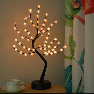 China Red Rosette Tree Light Customized Romantic Decorative Red Night Light Bedroom Tree Rosette Lights for sale