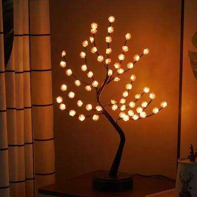 China Romantic Christmas Red Light Red Holiday Party Night Light Bedroom Rosette Tree Rosette Decorative Lights for sale