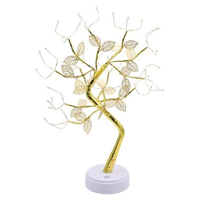 China Gold Leaf Tree Lights Customized Gold Leaf Tree Lights Warm White Bedroom Night Lights Party Christmas Holiday Lights for sale