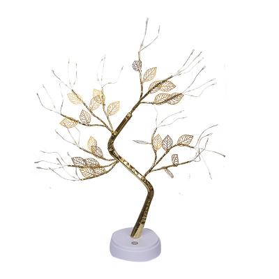 China Gold Leaf Tree Lights Gold Leaf Tree Lights Warm White Bedroom Night Lights Party Romantic Christmas Holiday Decorative Lights for sale