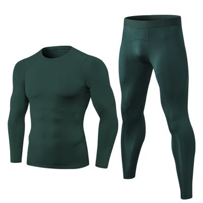 China Men's Two-piece Sportswear Quick-drying Fitness Suit High-elastic Well-fitting Long-sleeved Breathable Training Pants for sale