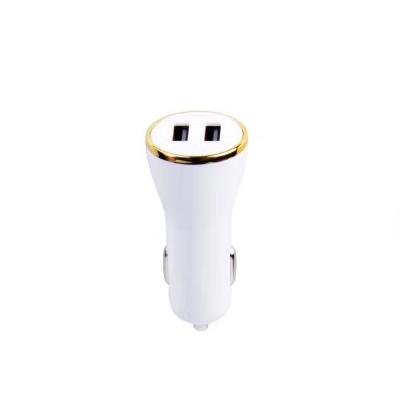 China 2.4A3.4A4.8A double USB car charging horn, gold plated ring car charger for sale