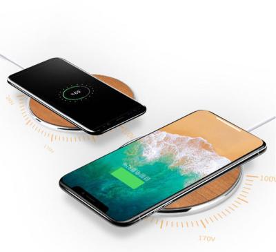 China New 10W bamboo metal wireless charger IphoneXR Samsung universal ultra-thin fast wireless charging for sale