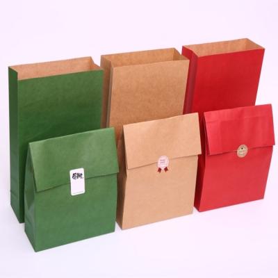 China Recycled Packaging Materials Food Wrapping Paper Flat Bottom Paper Pouch Holder Up Bag Resealable Kraft Paper Side Sealing Bag for sale