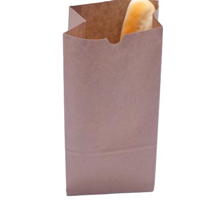 China Recycled Materials Custom Packaging With Logo Flat Bottom Brown Qreaseproof Hamburger Bun Paper Bag for sale