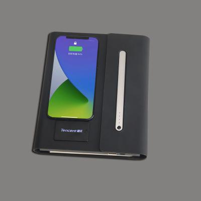 China Spiral Portable Power and Wireless Charger Notebook Notebook with LED Light for sale