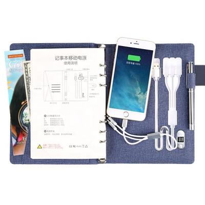 China 2020 New Arrival Magnetic PU Leather Diary Notebook with Power Bank and Wireless Charger for School Office for sale