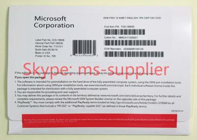 China Microsoft Windows 10 Pro Pack OEM 32 / 64 Bit Key Code 100% Activation Genuine for sale