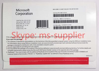 China O bocado Bit&64/Win10 da casa 32 de Microsoft Windows 10 dirige bloco genuíno do Oem de USB & de DVD à venda