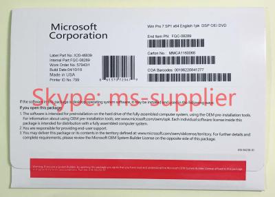 Китай Версия неподдельного пакета Виндовс 7 Про полная, Виндовс 7 программных обеспечений стикера Коа с розничной коробкой продается