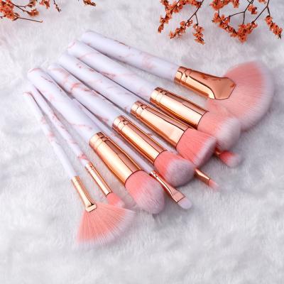 China OEM/ODM 10PCS OEM/ODM Face Customized Private Label Makeup Brush Set Customized Marble Makeup Brush Set for sale