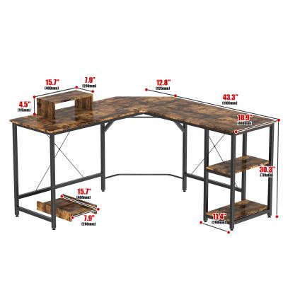 China Home Office Modern Wood Table Study Corner Desk With Steel Frame for sale