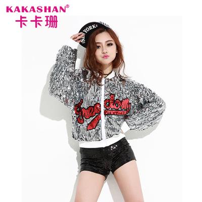 China Breathable Long Sleeve Tops Hip Hop Dance Costumes Bomber Jacket Sequin Coats for sale