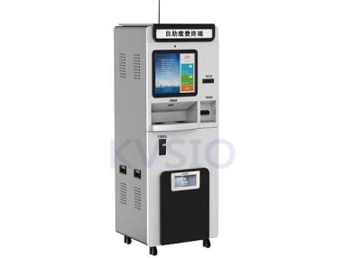 China Touch Screen Parking Lot Payment Kiosk Dual Core G2060 CPU With Bill Validator Dispenser for sale