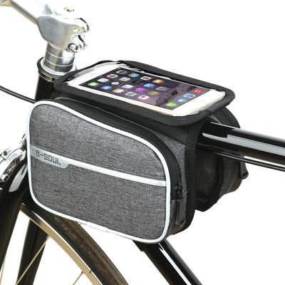 China Fasion Equipment Accessories Front Beam Bag Mountain Bike Touch Screen Mobile Phone Bag Tube Top Pack Bicycle Recycling Bag for sale