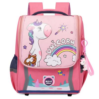 China Cute Female Safety Schoolbag Waterproof Children's Schoolbag Dinosaur Cartoon Backpack Kindergarten Student Reflective Backpack for sale