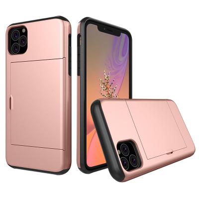 China Senlan Colorful Armor Wallet Card Slots Holder Slide Cover Hybrid Hard Rugged Phone Case For iPhone 11 Pro for sale