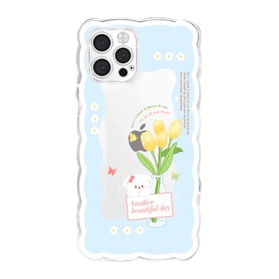 China Senlancase Japan Fashion Pink Tulip Flowers TPU Shockproof Luxury Custom Phone Case For iPhone 13 Pro for sale