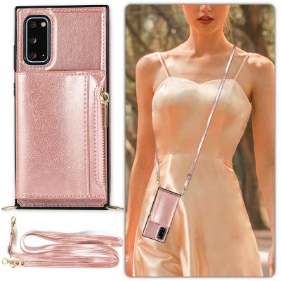 China Colorful Senlancase For Samsung Galaxy S20 Plus Cross - Premium Shoulder Strap Body Wallet Case Card Slot Leather Phone Case for sale