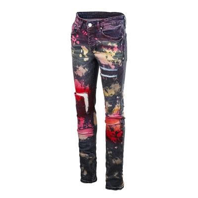 China OEM Wholesale Waterproof Men's Loose Fit Denim Pants Fashion Laser Print Jeans With Low Price for sale