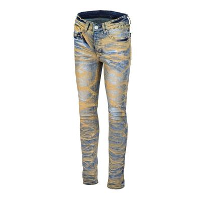 China Custom Made Striped Denim Jeans Vintage Blue Joggers Denim Jeans For Men for sale