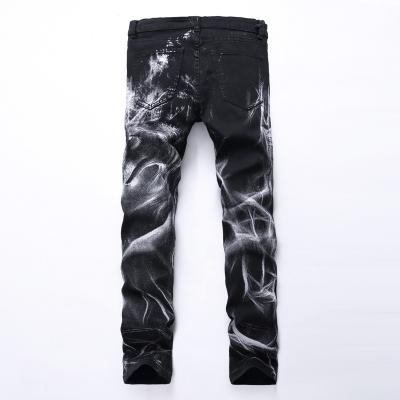 China Factory direct sales wolf head straight 3d model printing personality soft fashion men's slim fit jeans pants for sale