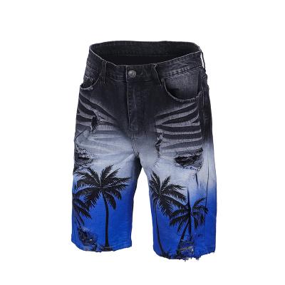 China Factory Price Breathable Wholesale Hand Painted Slim Fit Holes Mens Shorts Pants Jeans for sale