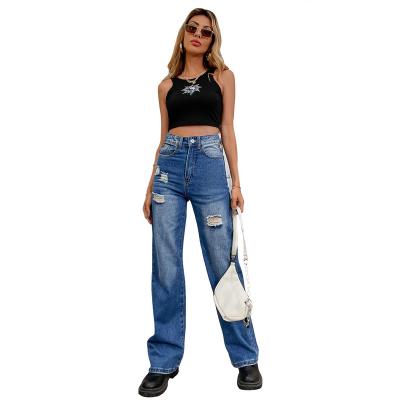 China New Arrivals Leisure Breathable Hip Hole Custom Hop Simple Women's Casual Jeans Pants for sale