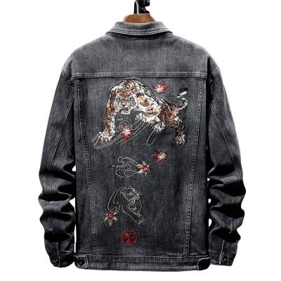 China Chinese Style Breathable Design Guarantee Quality High Street Embroidered Denim Jacket Color Men for sale