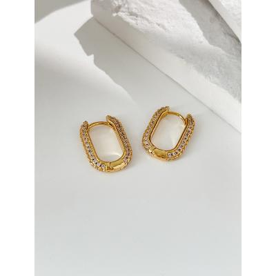 China Pave sparkle zircon circle earrings E0504 luxury romantic luxury shiny zircon gold color micro zircon huggie earring for pave to shimmer micro zircon circle earrings for wedding of women for sale