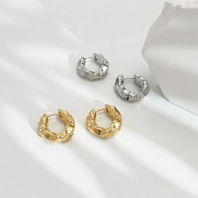 China E0732 Round Circles Earring E0732 Aluminum Circle Texture Aluminum Circle Round Unique Irregular Brass Earring Female Creative Geometric Circle Earrings of circles for sale