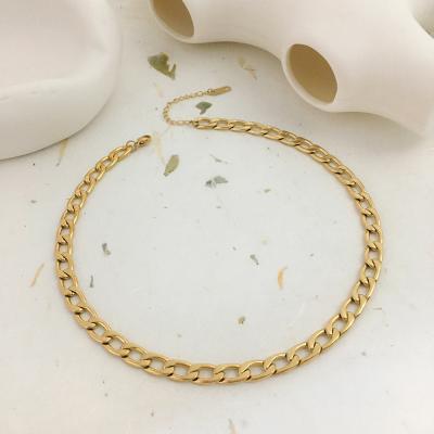 China Chunky Chain Choker Necklace Minimalist punk Chunky Chain Choker Luxury Gold punk plated titanium steel chunky cuban chain necklace statement jewelry for sale