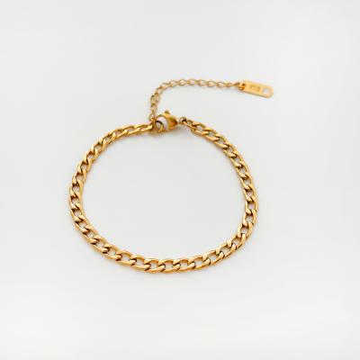 China B0035 Minimalist Classic Chunky Link Chain Bracelets 18K Gold Plated Titanium Steel Jewelry Thick Chain Bracelet For Women Women Minimalist Classic Chunky Link Chain Bracelets for sale