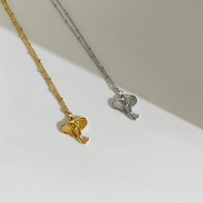 China Elephant Pendant O Chain Necklace N0405 Hip Hop Elephant Pendant Necklace For Women Animal Shaped Jewelry O Chain Titanium Steel Necklaces for sale