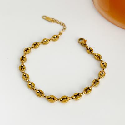 China Fishbone Chains Coffee Bean Chain OT Toggle Clasps Bracelets B0035 3 Design Gold Plated Titanium Steel Bracelet Bangle For Fishbone Chains Coffee Bean Chain Bracelets women's herring for sale