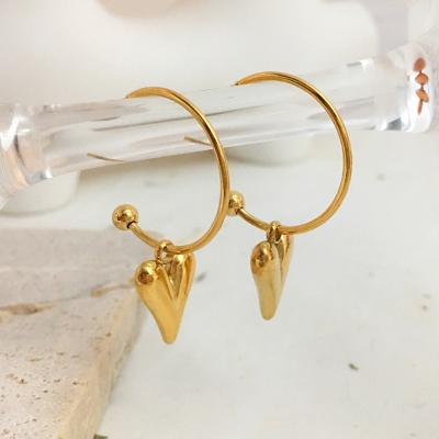 China Big C Shaped Heart Drop Earrings Vintage Heart Drop Earrings Gold Plated Titanium Steel Jewelry Minimalist Big C Shaped Love Drop Earring for women for sale