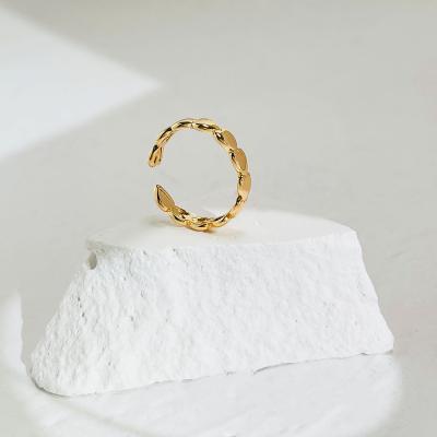 China Adjustable Open Heart Ring R0243 14k Gold Plated Brass Love Open Ring For Women Romantic Minimalist Adjustable Heart Chain Rings for sale