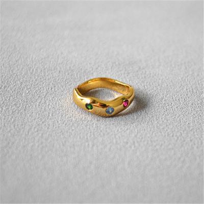 China Fashionable CZ Colorful Irregular Geometric Wholesale Diamond Brass Rings Chic Zircon Ring For Women Fashionable Colorful Zircon Irregular Brass Rings for sale