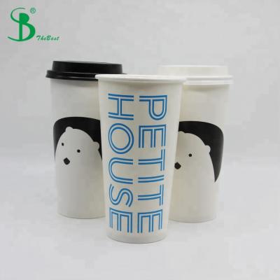 China Disposable Wholesale Custom Logo Cold Drink Paper Cup With Plastic Lid for sale