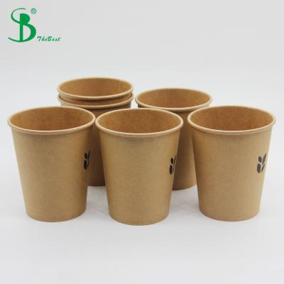 China Disposable 100% biodegradablehot disposable PE double wall coffee cup coated kraft paper cups for sale