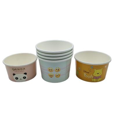 China Recycled Materials Yogurt Paper Cups Lid 230ml 250ml 330ml Ice Cream Paper Cups Single Wall Paper Ice Cream Cups for sale