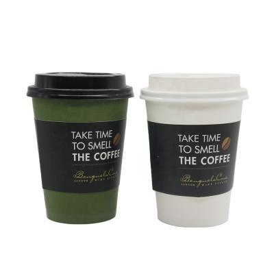 China Disposable Wholesale Custom Printed Eco-Friend Disposable Paper Cups Coffee Sleeves for sale