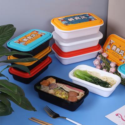 China Recyclable Disposable Rectangle Plastic PP Takeaway Lunch Bento Fast Food Packaging Box Meal Prep Containers with lids for sale