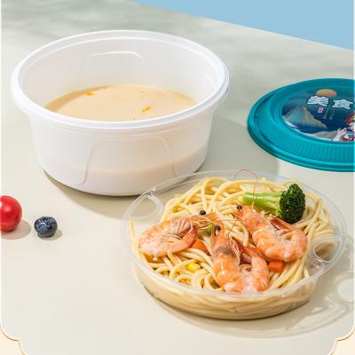 China Recyclable 23oz 35oz 50oz Thickened High Quality Plastic PP Food Grade Round Microwave Noodle Rice Seafood Catering Packaging Box Bowls for sale