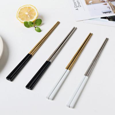 China Korean Custom Metal Color Stainless Steel Titanium Chopsticks Viable For Sushi Wedding Gift Souvenirs for sale