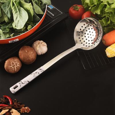 China Viable Kitchen Accessories 5PCS Set Stainless Steel White Marble Plastic Handle Cooking Kitchen Utensils Set With Dish Spoon Spatula for sale