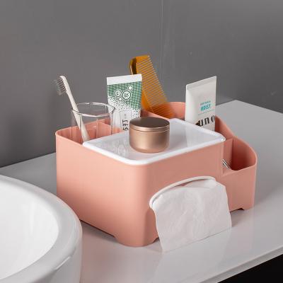 China Viable multifunctional and large capacity tissue box cosmetic storage box living room and bedroom table cosmetics storage paper box for sale